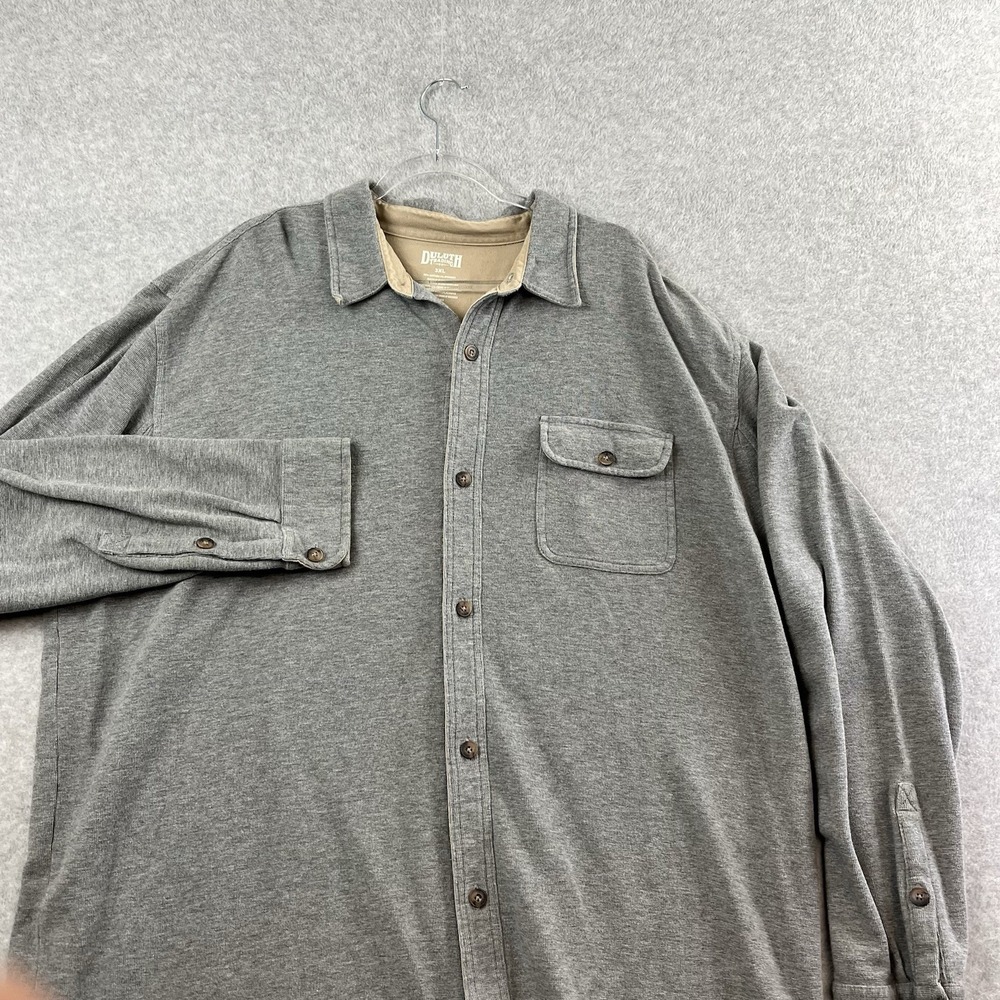 Duluth Button Up‎ Sweatshirt Top XXXL Pocket Heavy Mens 3XL Gray Shacket Shirt